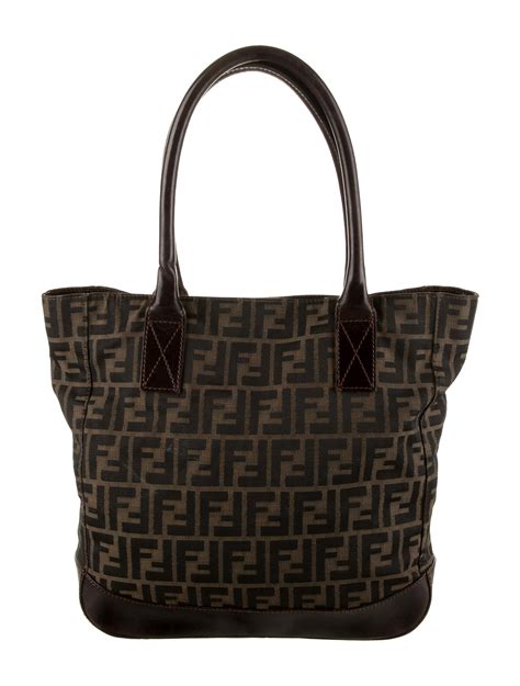 fendi zucca pattern tote bag canvas leather yoox|fendi zucca shopper.